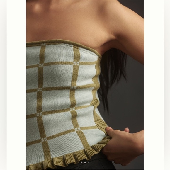 Anthropologie Daily Practice Rosie Windowpane Tube Top Size Large NWT - Picture 1 of 8